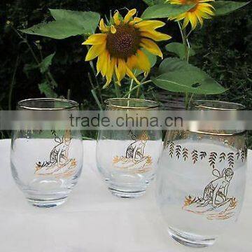 Set of 4 stemless white wine bar glasses