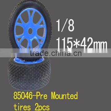 kyx model car pre - mounted tire 115x42mm for 1/8 car