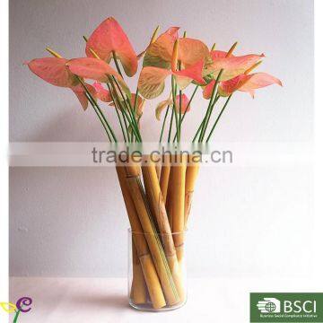 Mixed Greens and Anthurium with Decorative Vase Silk Plant