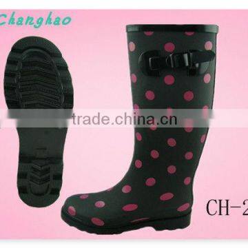 Stylish Women Rubber Rain Boots With Colorful Dots