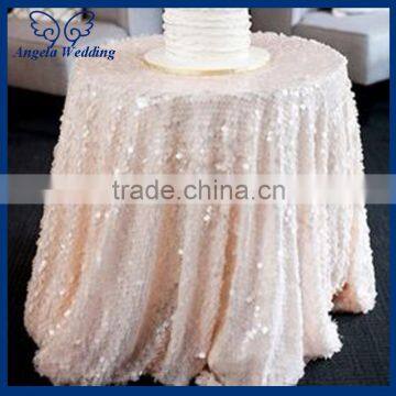 CL002A New hot sale custom made100 polyester peach fancy wedding blush pink metallic sequin table cloth