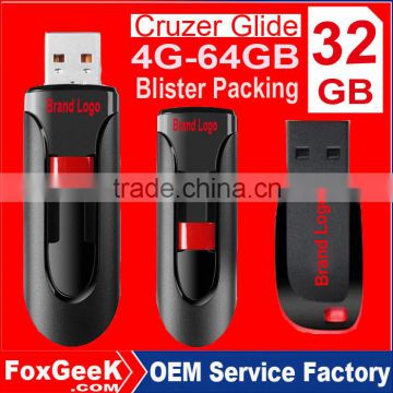 100% Real Capacity Brand Cruzer Glide 32GB CZ60 64GB USB Flash Drive Key 4G 8G 16GB 64GB Blister Packing Wholesale OEM