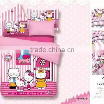 Hello Kitty Children3-4pcs 100% Polyester Bed Sheet Pillow Cover Bedding Set