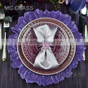 Cheap Elegant Restaurant and Home Decoration Purple Glass Wedding Charger Plate Wholesale photo-4