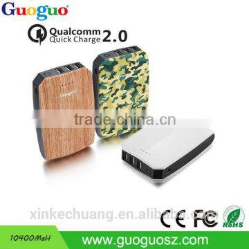 Private Label Qualcomm Quick Charge 2.0 Portable Mobile Power Bank 10400mAh Power Banks for iPhone 6S