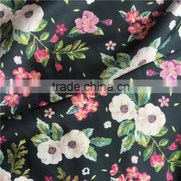 Polyester Flower Digital Print Satin Chiffon Fabric for Jacket and Dress