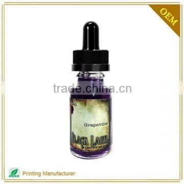 High Quality Custom E-liquid, Ejuice Labels For 10ml E-liquid Glass Bottle