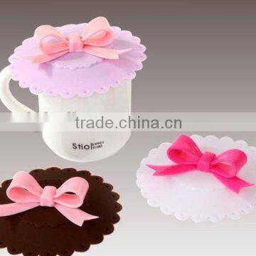 Lovely Bow Lid Watertight Silicone Cup Lid Cover Case Mug Cap Block dust Leakproof