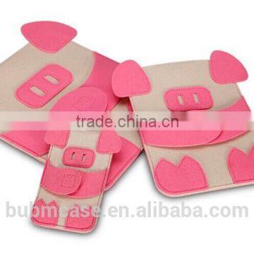 Red Color 7.9 inch Wool Felt Tablet Case Cute Cartoon Pig Bag Tablet Sleeve Tablet Pouch