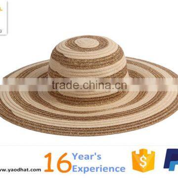 ladies simple striped beach sun wide brim floppy paper straw hats