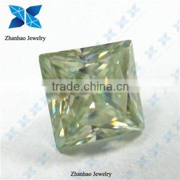 Square Princess cut Light Green Synthetic Moissanite