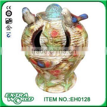 Ceramic Brown Strawberry Songbird Indoor Fountain With LED Light photo-6