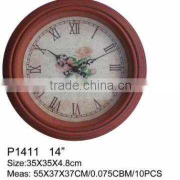 hot selling round old style 14inch plastic wall clock