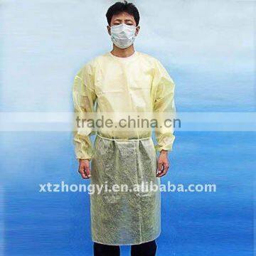 Disposable PP isolation gown with elastic cuff/yellow isolation gown