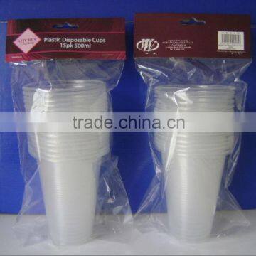 Plastic disposable cups 15PK 500ml TG20888-15