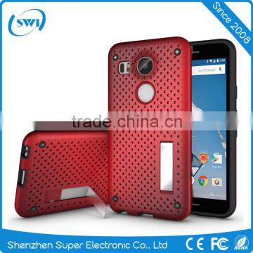 Cell Phone Accessories Dual Layer Kickstand Mesh Cover Case for Nexus X5