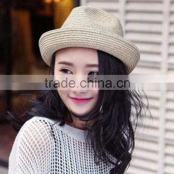 fashion wholesale paper straw hats lady promotional fedora hat