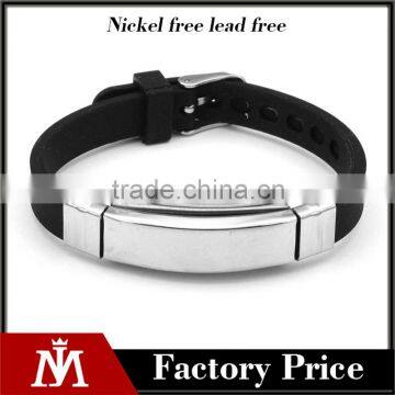 Promotional Silicone Bracelet cheapest mens silicone bracelet stainless steel clasp bracelet