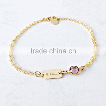 New design custom engraved gold design birthstone bracelet manufacturer