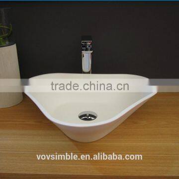 Popular decoration solid surface table top wash basin height