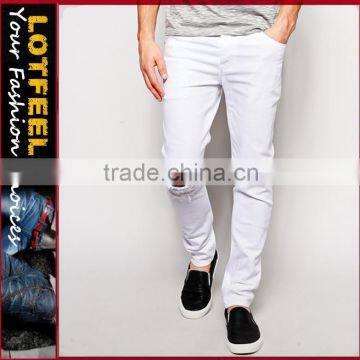 jeans with spandex man skinny jeans pant with Rip Knee worn brand jeans from pakistan(LOTA092)