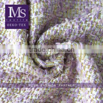 2016 new design fashion woolen metallic thread Blended fabric for tweed scarf