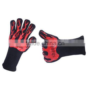 Shanhai Best Price 100% Cotton Lining Aramid Fiber Custom Silicone 932F Kitchen Gloves Heat Resistant photo-2