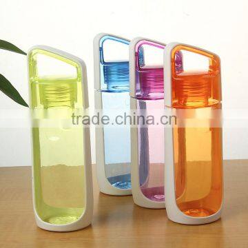 500ml customized logo colors bpa free plastic sport water bottle with silicone sleeve