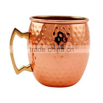 Set of 2 Pcs Hammered copper Moscow mule mugs with Inside Copper Polished