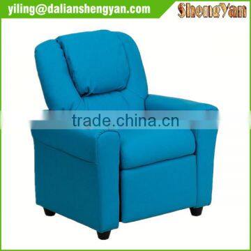 Contemporary Light Blue Kids Recliner With Cup Holder and Headrest photo-2