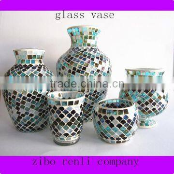 Color Scalloped Shape Mosaic Handmade Rustic Vase Single Types of Flower Vase