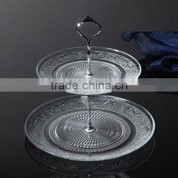 Crystal Glass Charge Plate With Metal Stand Rack Set for Wedding Party photo-3