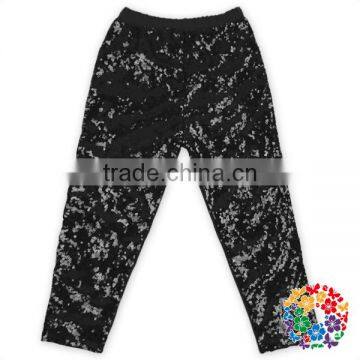 Sequin black long pants wholesale kids girls long pants baby harem pants