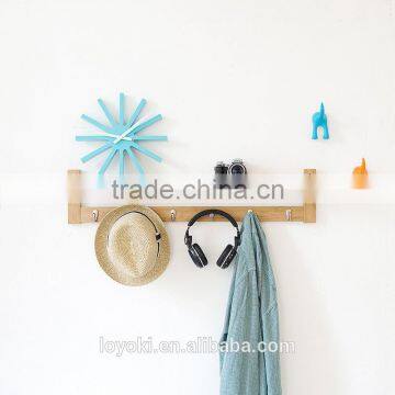 Entryway Wall Shelf With Metal Hooks Eco-friendly Bamboo Coat Rack photo-3