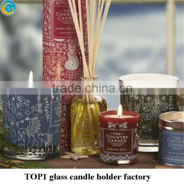 glass candlesticks containers with metal lid yufeng