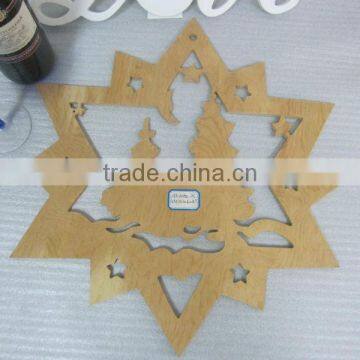 wooden tree star Xmas decoration