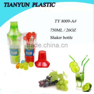 new products plastic drinks joyshaker bottle set with stirrer and ice cube for promotion