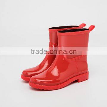 outdoor garden farm weeding use fashion waterproof antislip mid tube pure solid color soft PVC gum boots rain waterproof shoes