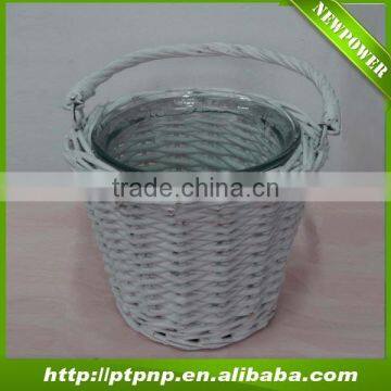 Handmade rattan flower pots with glass