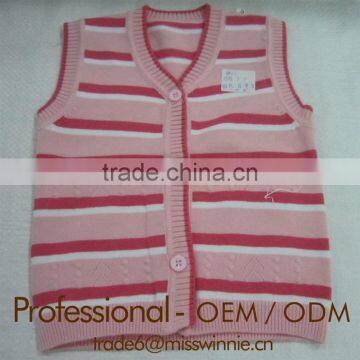 children striped cotton cardigan sleeveless sweater vest,cardigan sweater with jacquard pattern