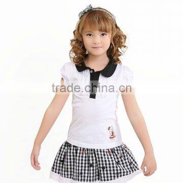 China supplier wholesale fashion lovely white polo cotton girl's t-shirt