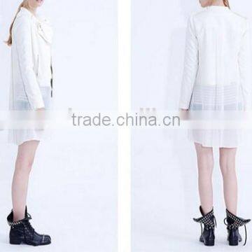 Newest Design Chiffon Contrast for Women Summer Cotton Coat Bottom ,long Sleeve Summer Coat