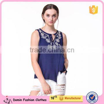 2017 New Fashion Embroidered Design Women Casual Tank Top