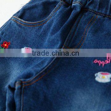 Korean Children's Clothing Wholesale Embroidery Sun Coffee Animal Casual Denim Trousers photo-4