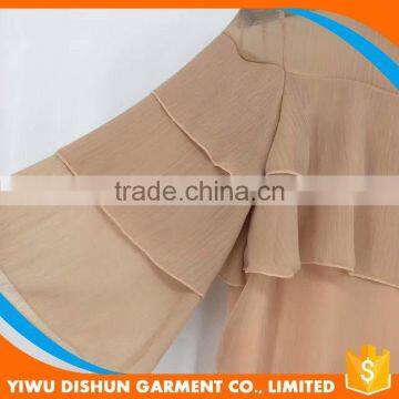 Women Latest Designs Good Quality Layered Prom Chiffon Pink Dress photo-2