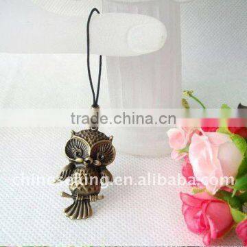 antique owl standing on branch charm accessories mobile hanging accessories custom cell phone charm accessories