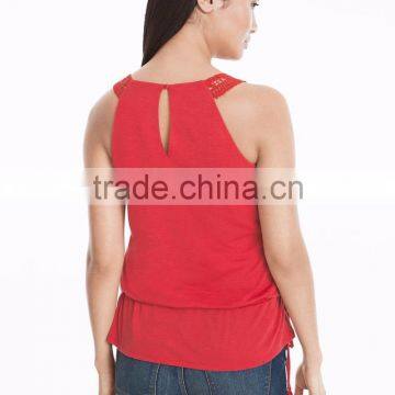 MGOO Hot Selling Girls Sexy Sleeveless Top Sewn With Lace Modern Women Fashion Tops photo-3