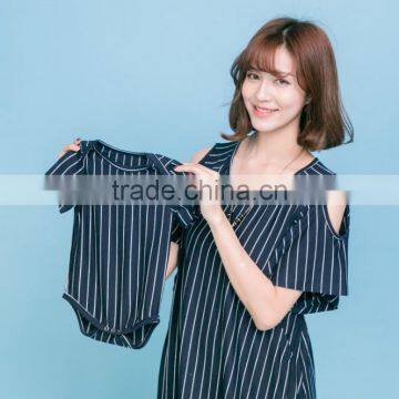 2017 Summer New Design Hidden Breast Feeding Maternity Nursing Dress Mother and Baby Set Maternal Clothing