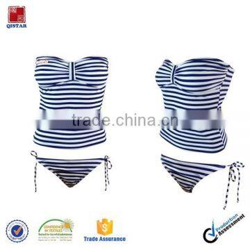 stripe design, two pieces swimwear for women