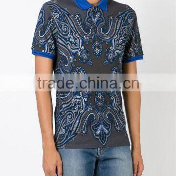 Modern Fashion Design Paisley Print Polo Shirts Men photo-4